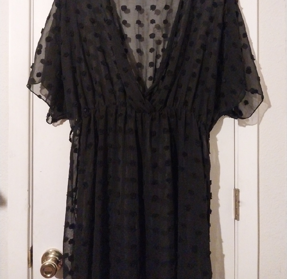 SHEIN Black Sheer Swim Coverup - Picture 2 of 4